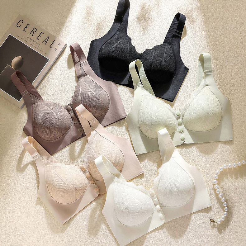 Front Button Adjustable Push-Up Fixed Cup Bra