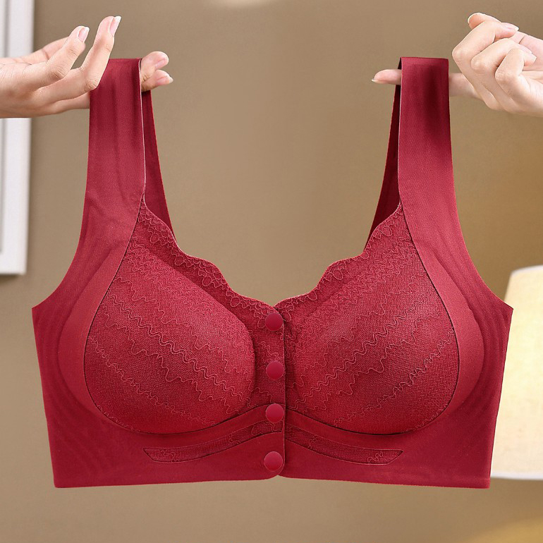 Front Button Adjustable Push-Up Fixed Cup Bra