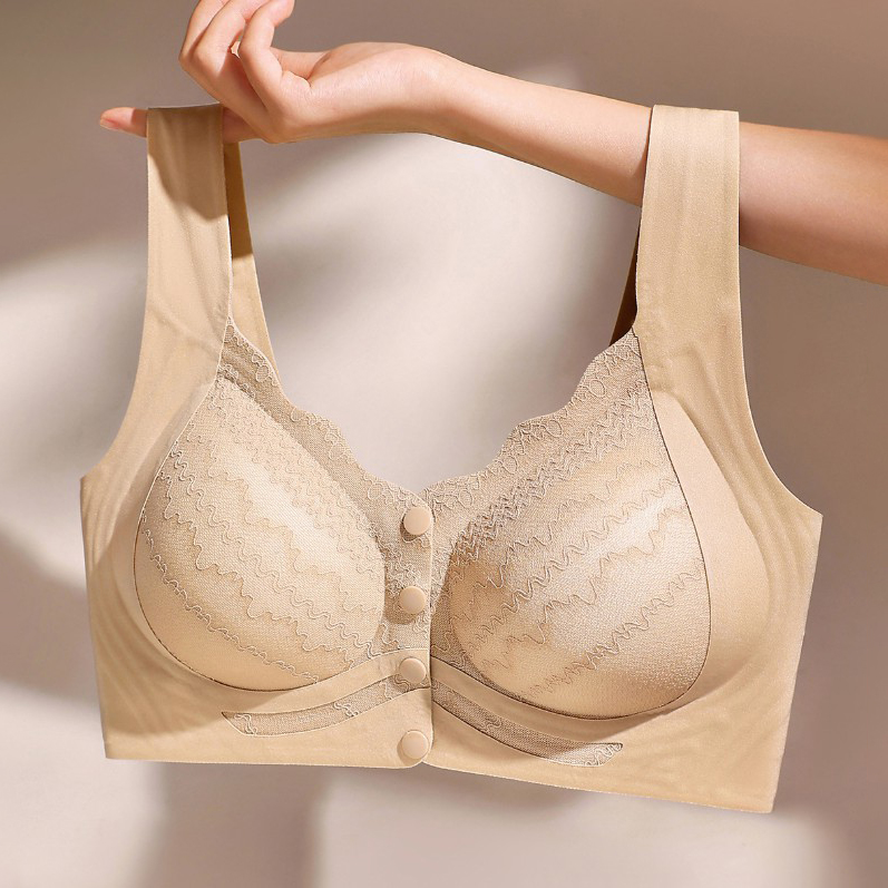 Front Button Adjustable Push-Up Fixed Cup Bra