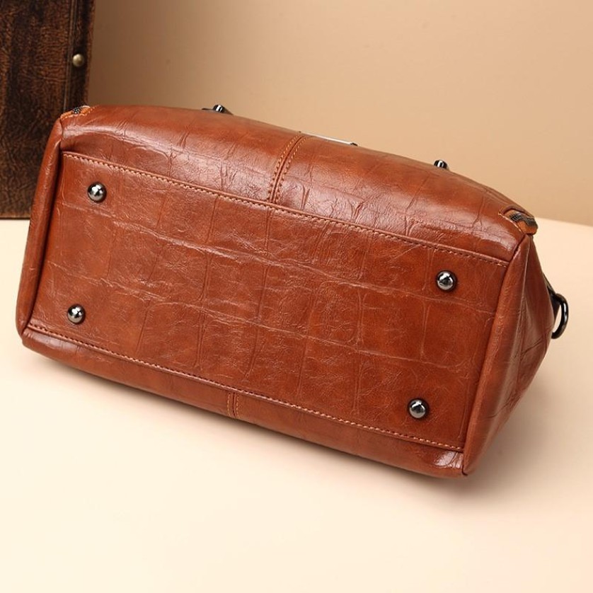 Women’S Stylish Vintage Boston Bag – Spacious Multi-Layer Handbag