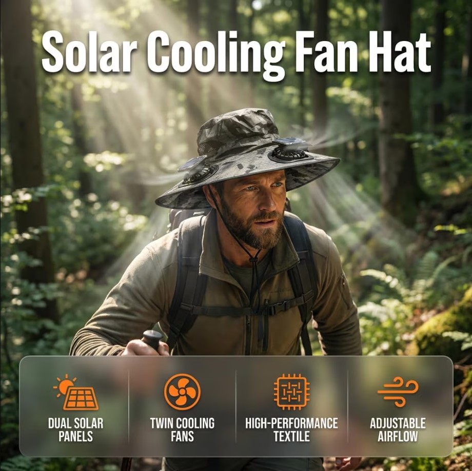 3-Fan Solar Powered Sun Hat