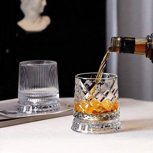 Rotating Crystal Whiskey Glasses Set