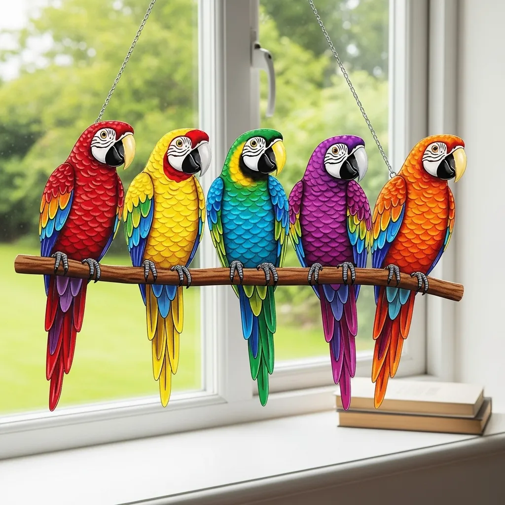 🦜 Colorful Parrot Acrylic Wall Plaque  ✨🎨