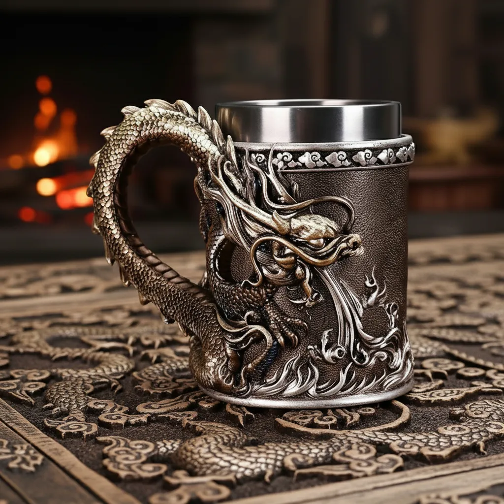 🐉✨ Chinese Dragon Embossed Mug