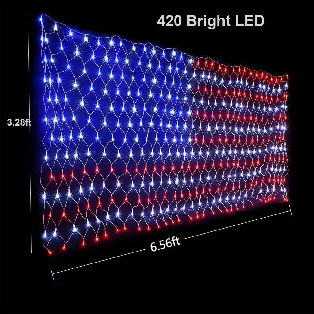 American Flag Waterproof LED Solar String Lights