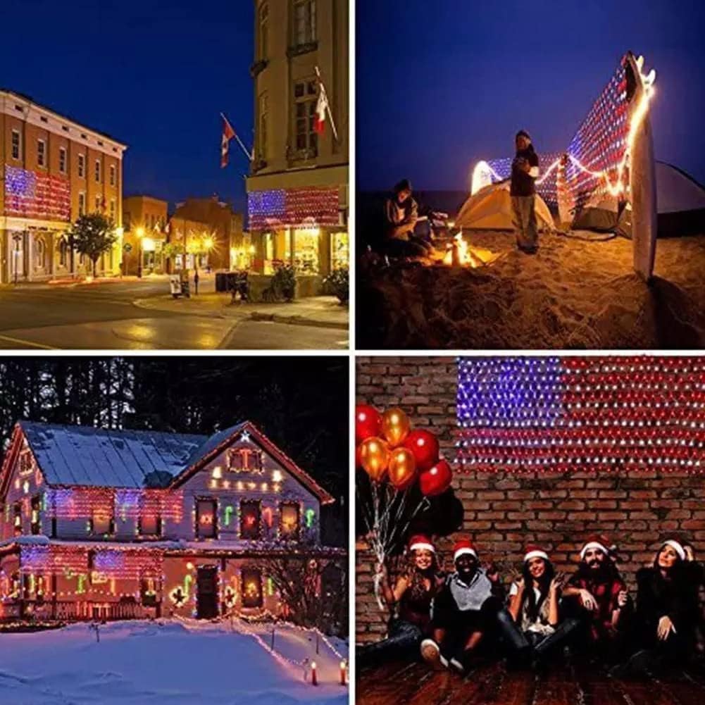 American Flag Waterproof LED Solar String Lights