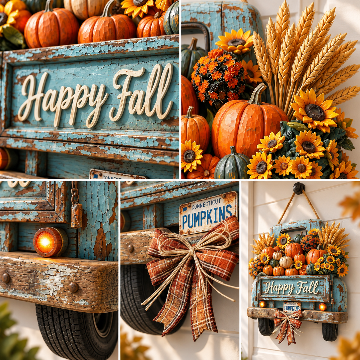 Rustic Fall Pumpkin Truck Door Hanging Décor
