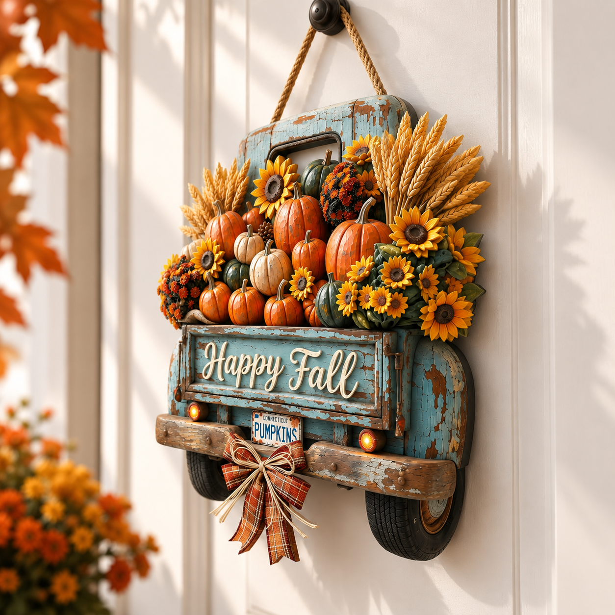 Rustic Fall Pumpkin Truck Door Hanging Décor