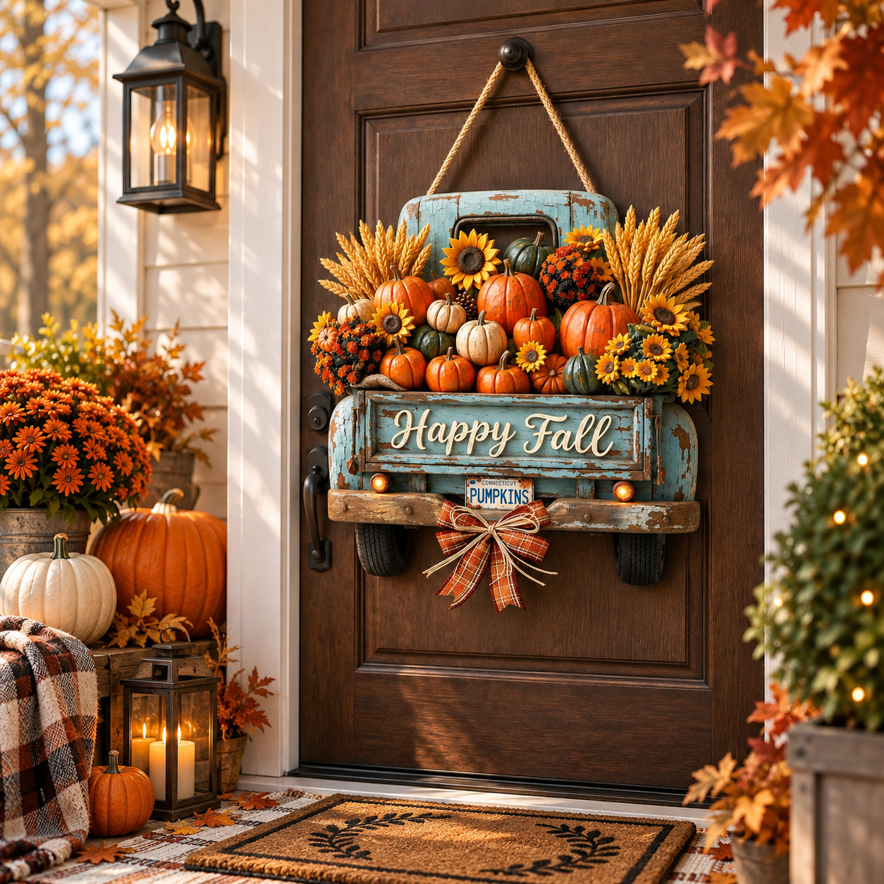Rustic Fall Pumpkin Truck Door Hanging Décor