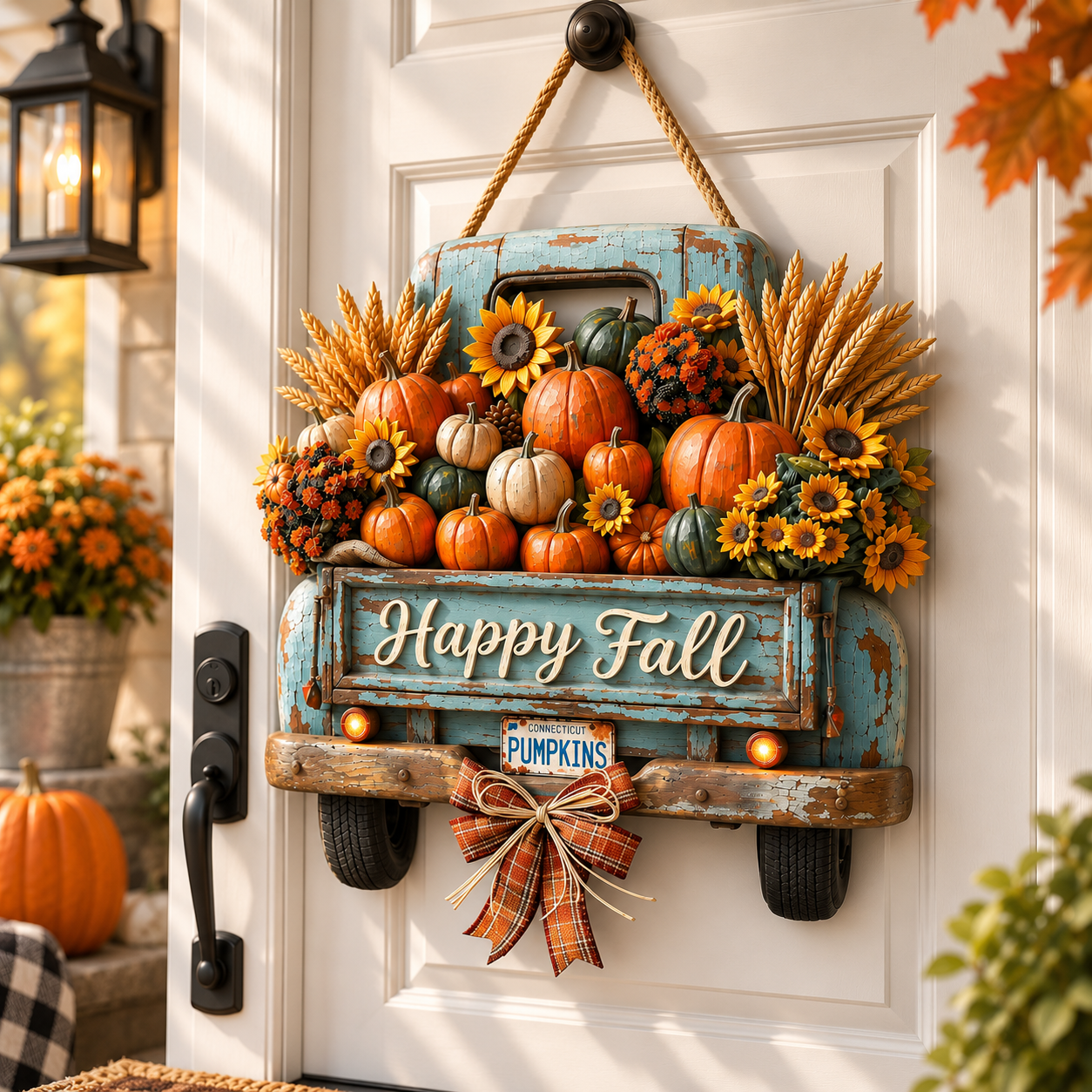 Rustic Fall Pumpkin Truck Door Hanging Décor