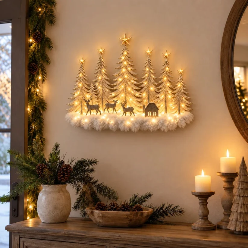 Lighted Christmas Woodland Forest Wall Decor