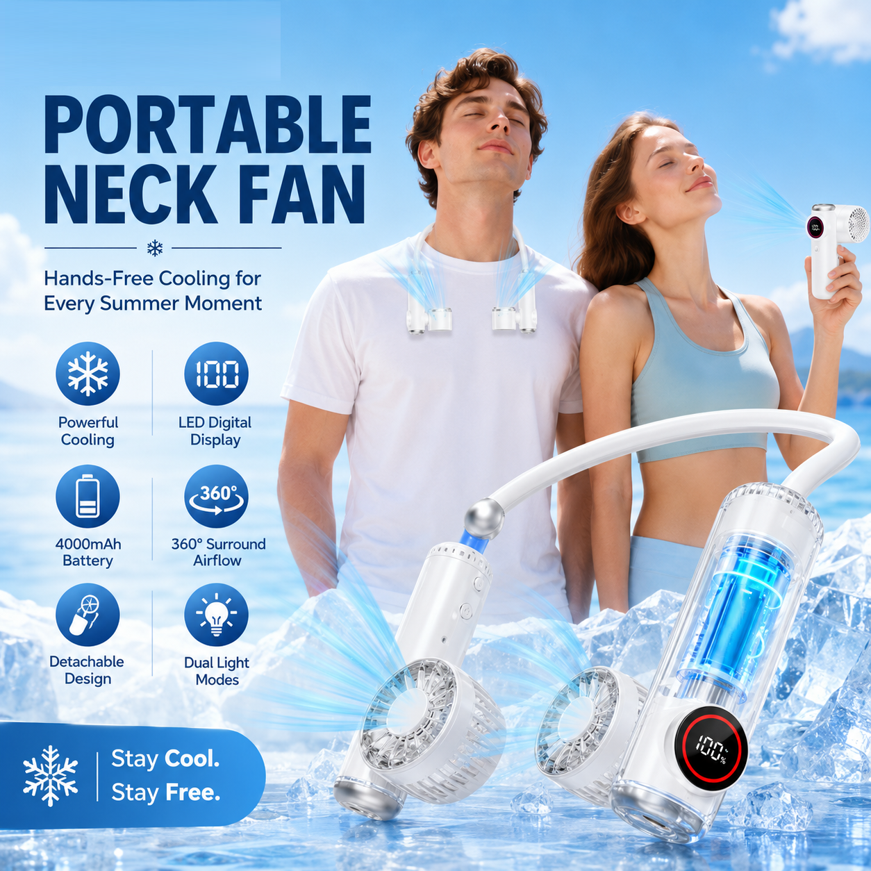 Magnetic Detachable Portable Neck Fan