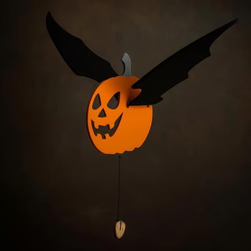 🎃 Flying Pumpkin Bat – Hanging Wooden Halloween
