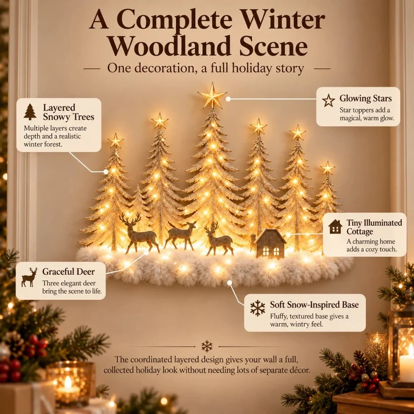 Lighted Christmas Woodland Forest Wall Decor