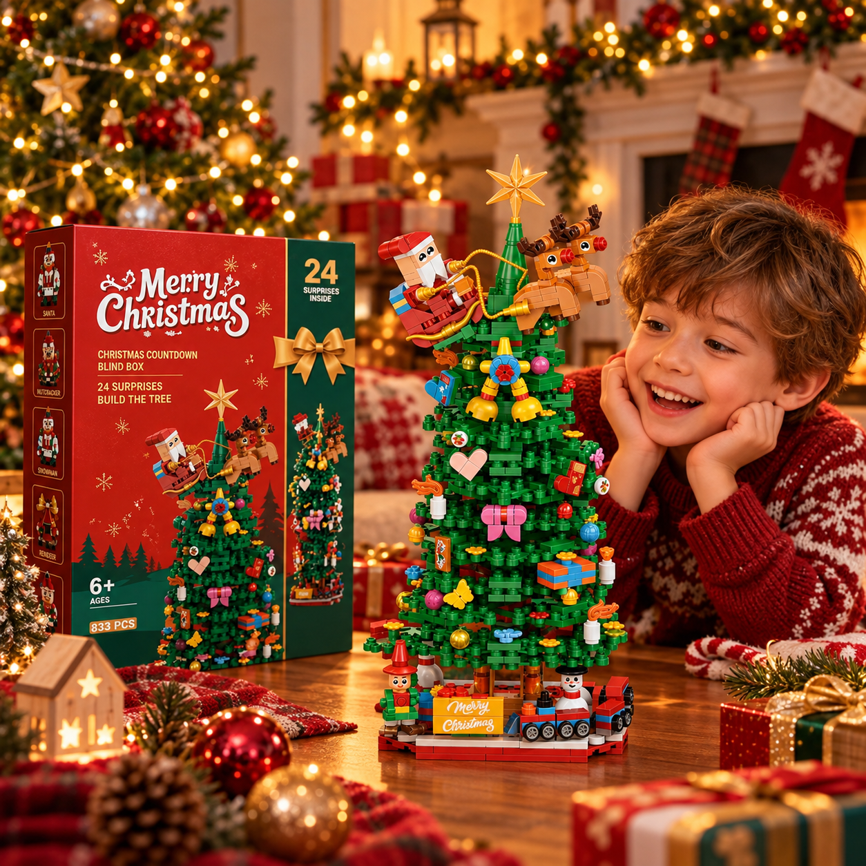 24-Day Christmas Building Block Advent Calendar – Festive Countdown Building Set