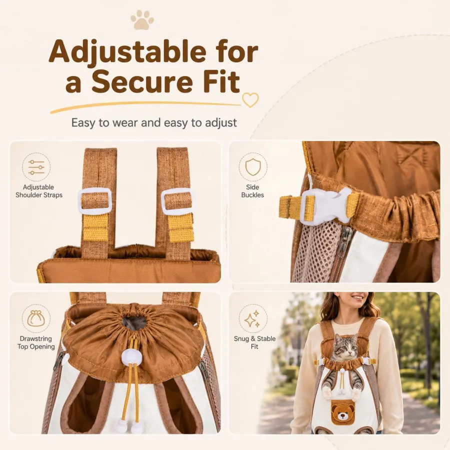 Cute Bear Design Front Pet Carrier Backpack