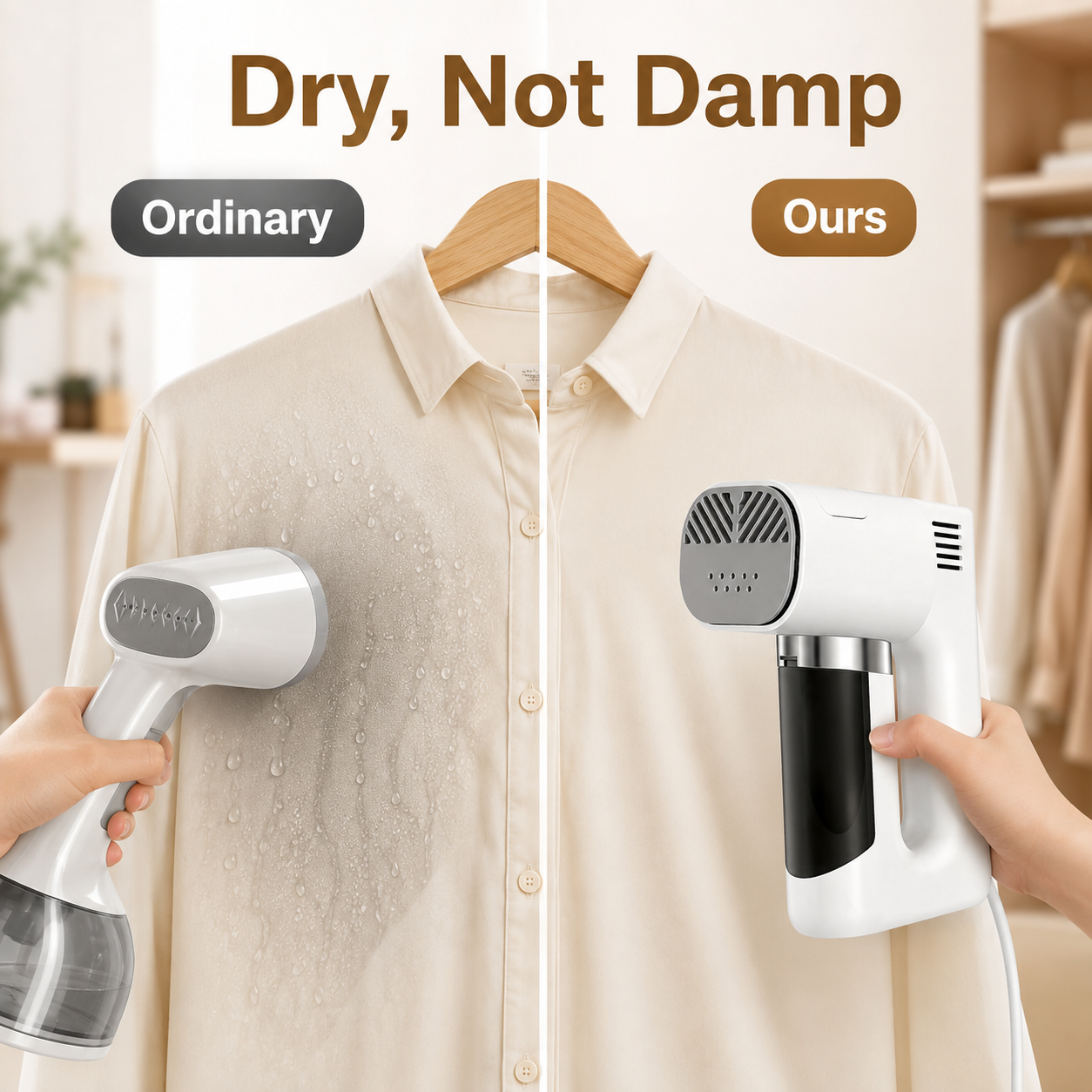 Lightweight handheld vacuum steam-One Handed Wrinkle Removal Without an Ironing Board