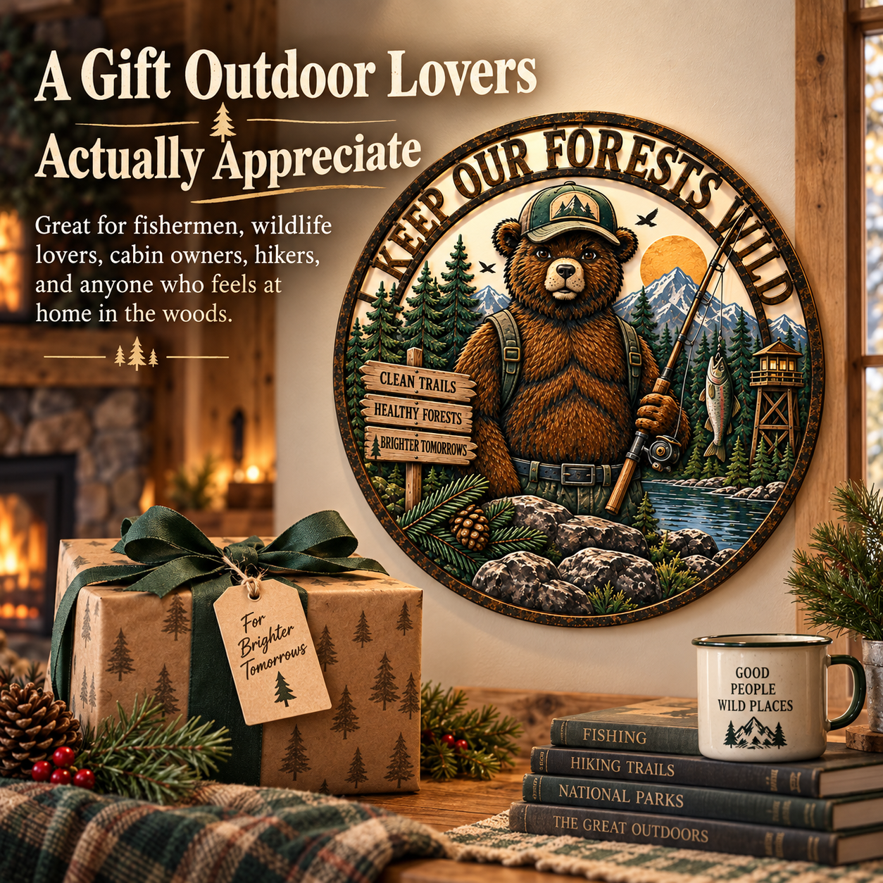🐻 Rustic Forest Bear Metal Wall Art