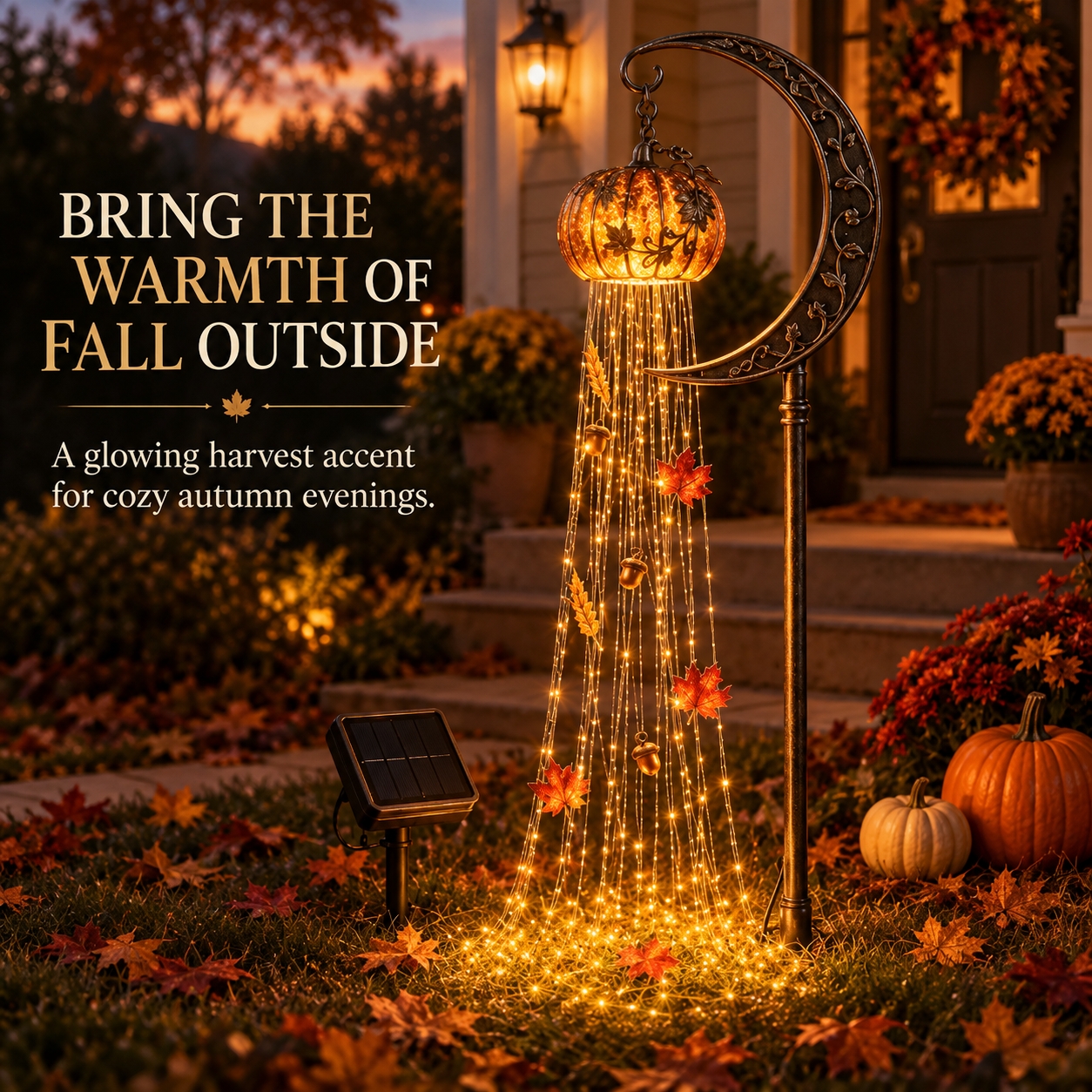 Harvest Pumpkin Solar Cascade Light