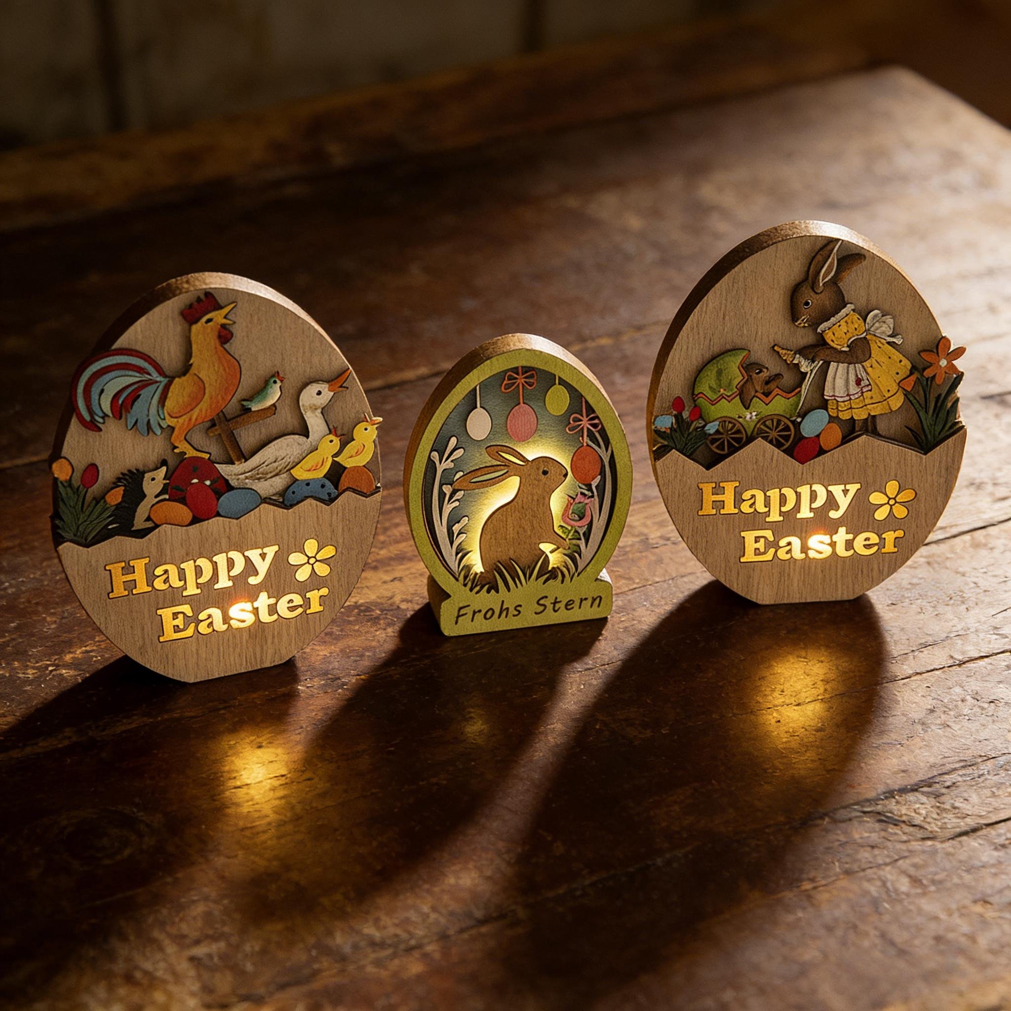 🔥LAST DAY 49% OFF-🐰✨Handcrafted Glowing Wooden Easter Decorations