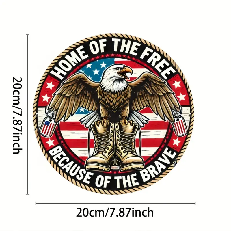 Liberty Circle Door Wreath –8” Patriotic Wooden Sign for 4th of July & Memorial Day