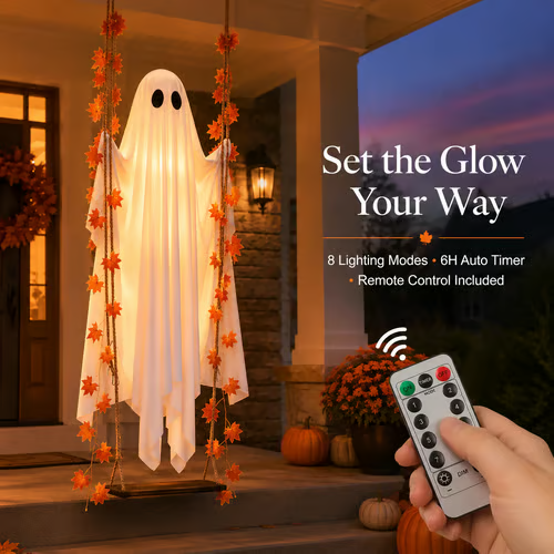 🔥Early Halloween Sale 49% OFF - 71'' Spooky Hanging Ghost Porch Swing Ornament