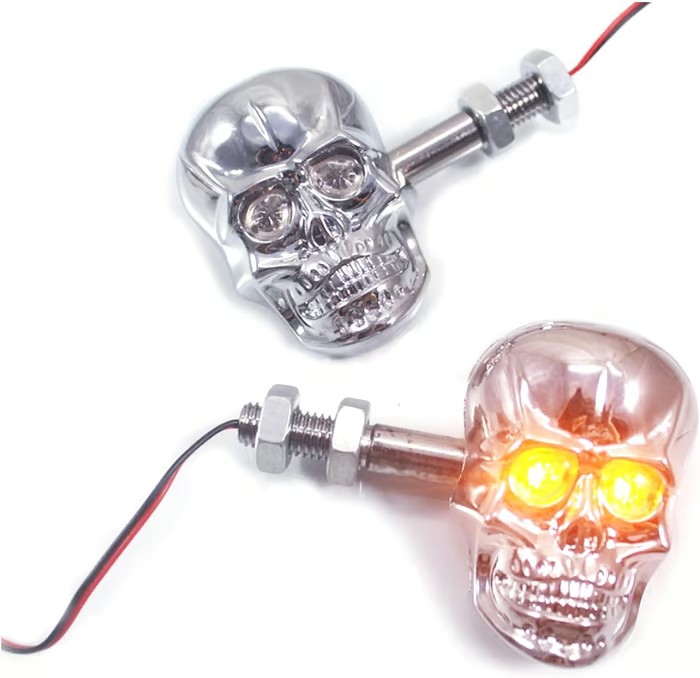 Skull Head LED Amber Turn Signal Indicator Light