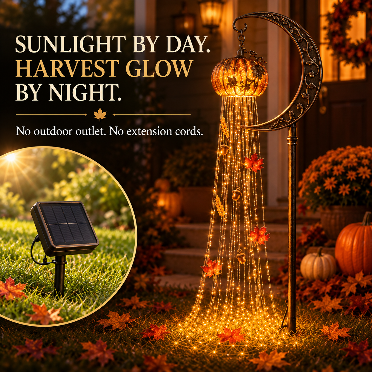 Harvest Pumpkin Solar Cascade Light