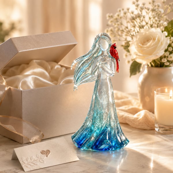 🐦Cardinal Memorial Woman Figurine