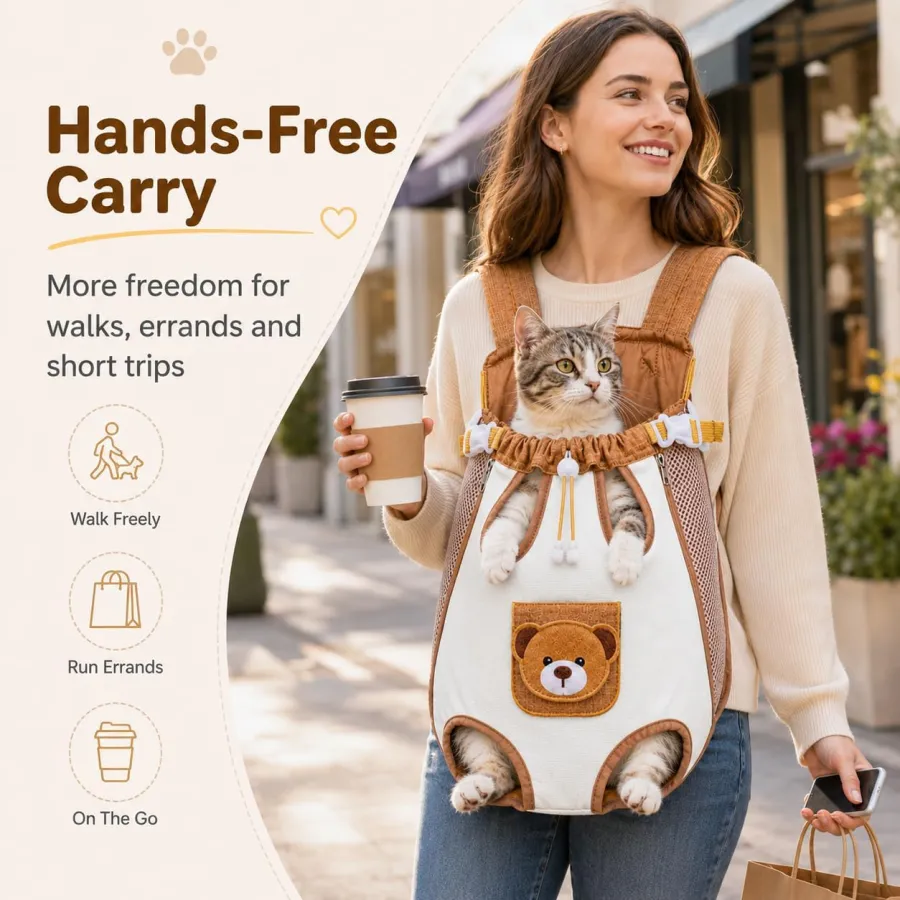 Cute Bear Design Front Pet Carrier Backpack