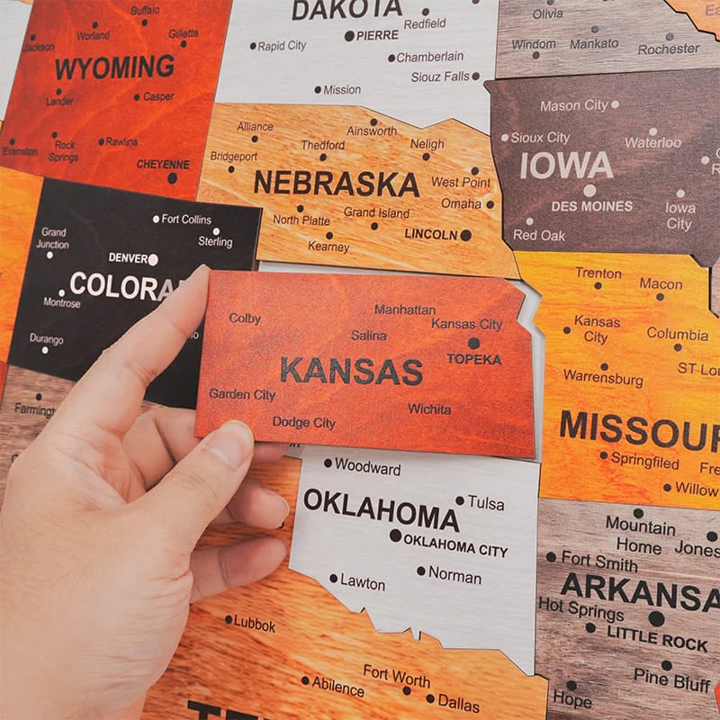 The United States Wooden Map Puzzle Full Packed (Made in USA)