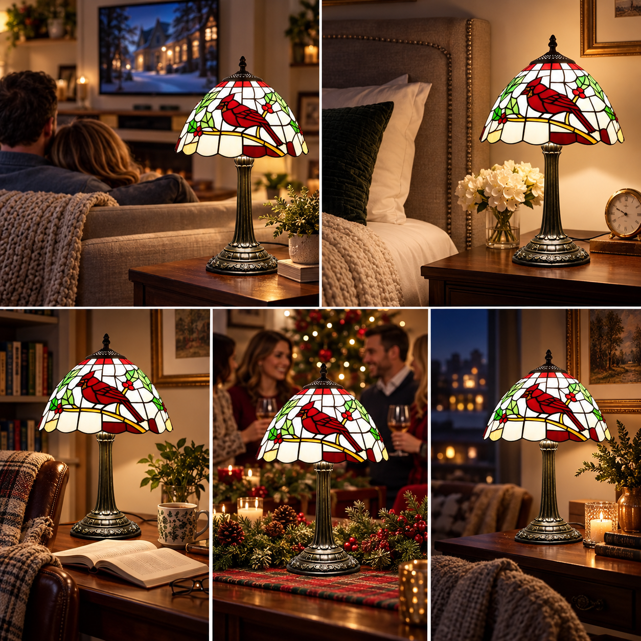 🐦 Cardinal Stained Glass Table Lamp