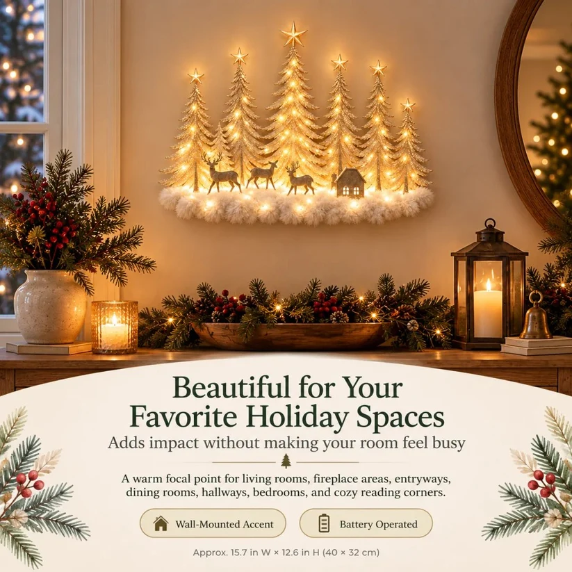 Lighted Christmas Woodland Forest Wall Decor
