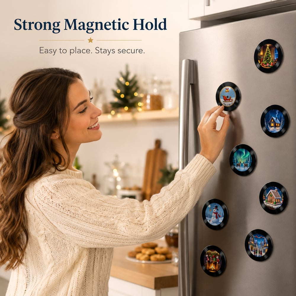 Retro NFC Vinyl Christmas Refrigerator Magnet Light-Up Spinning Decor for Holiday Home & Christmas Gift