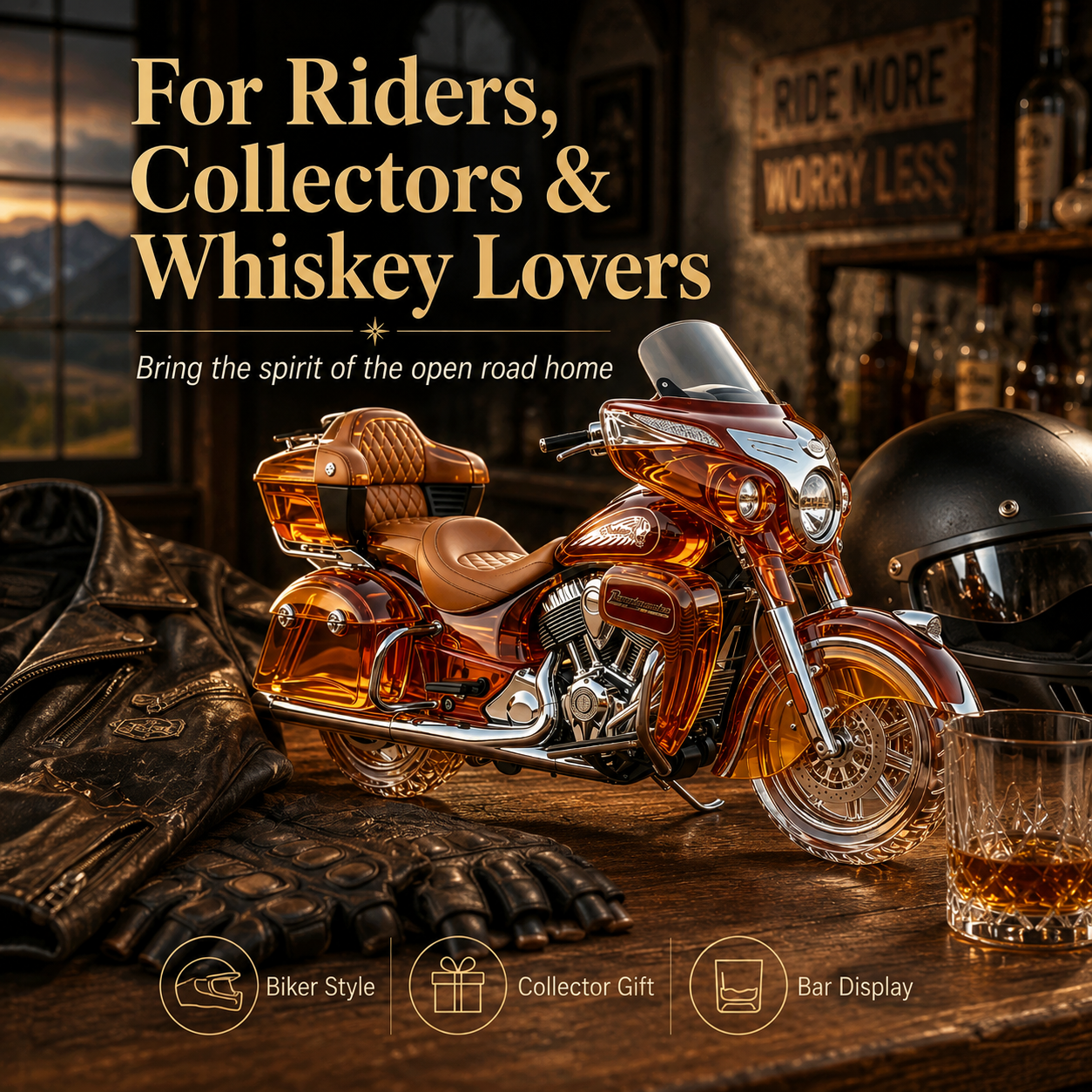 Motorcycle Whiskey Decanter – Bold Collector Bottle for Bikers, Home Bars & Gift Giving