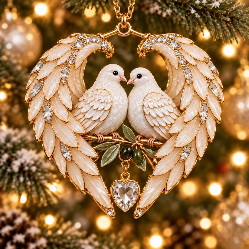 ❤2026 Angel Wing Heart Christmas Ornaments