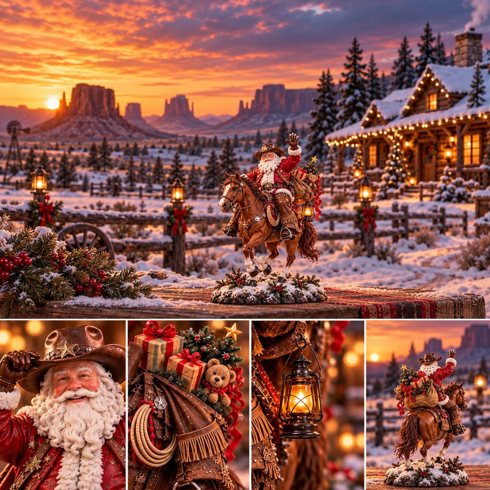 🤠🎄 Home for Christmas Cowboy Santa – Rustic Western Holiday Memory Keepsake