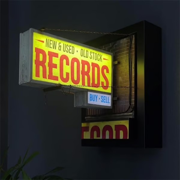 🔥💽Record Store Retro Wall Light - Record Collector Gift✨