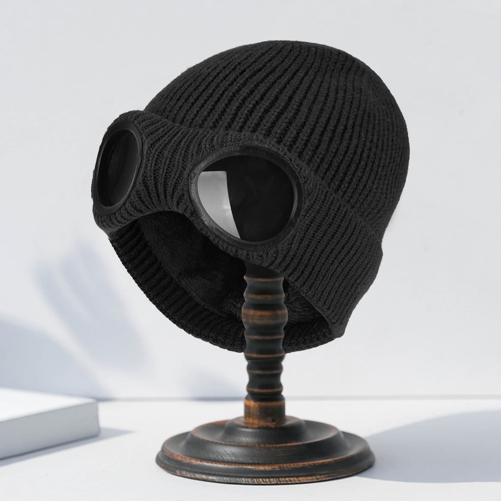 Unisex Solid Color Goggle Lens Design Beanie Hat