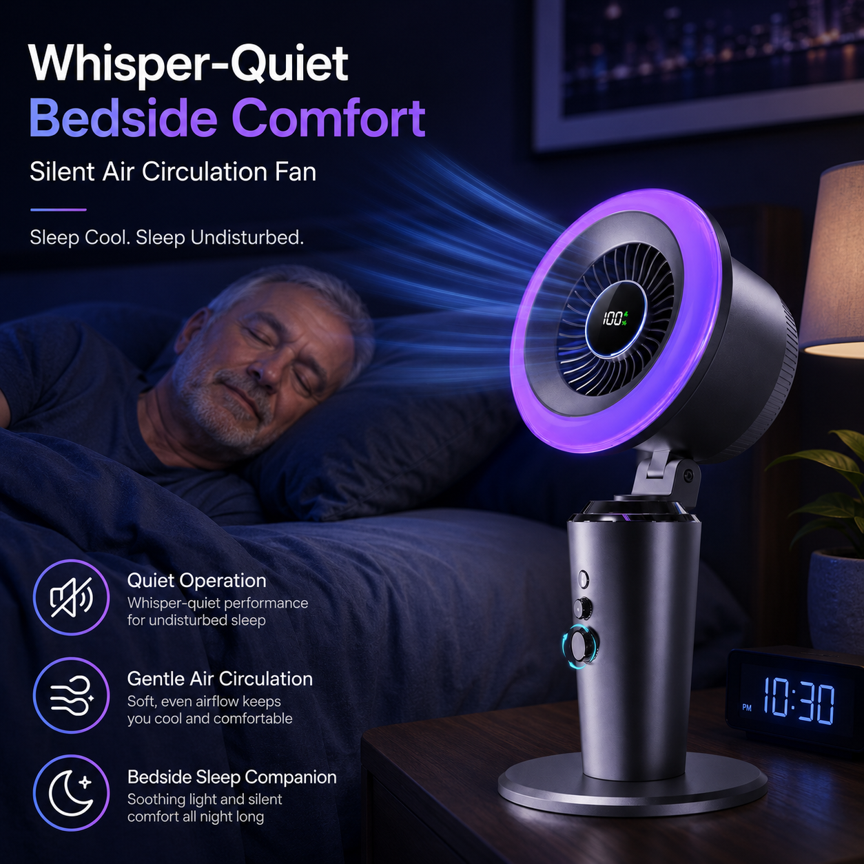 🌙 AI Smart Quiet Air Circulation Fan