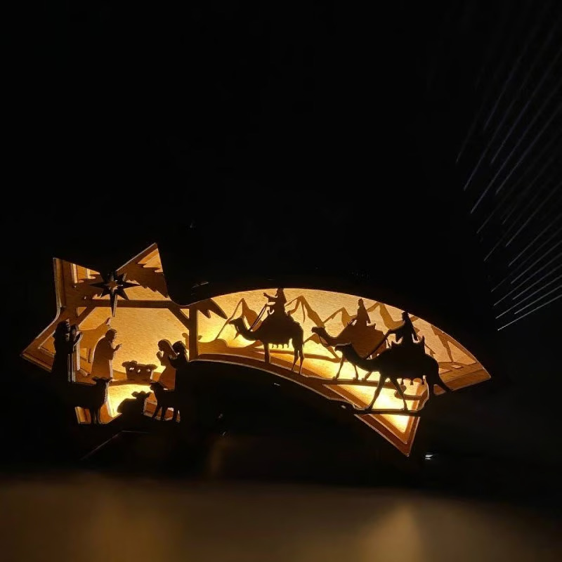 🌟LED Wooden Ornaments Star Shaped Desk Lamp