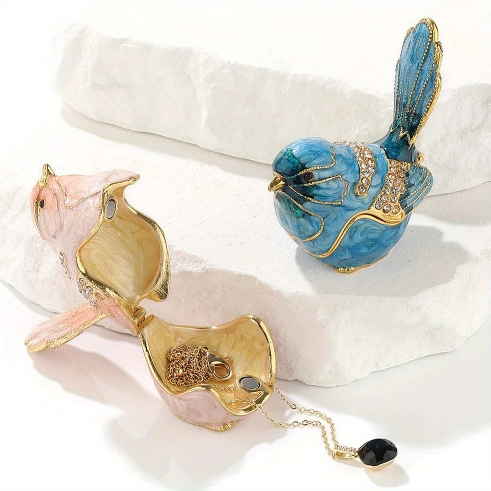 🕊️Vintage Enamel Bird Trinket Box