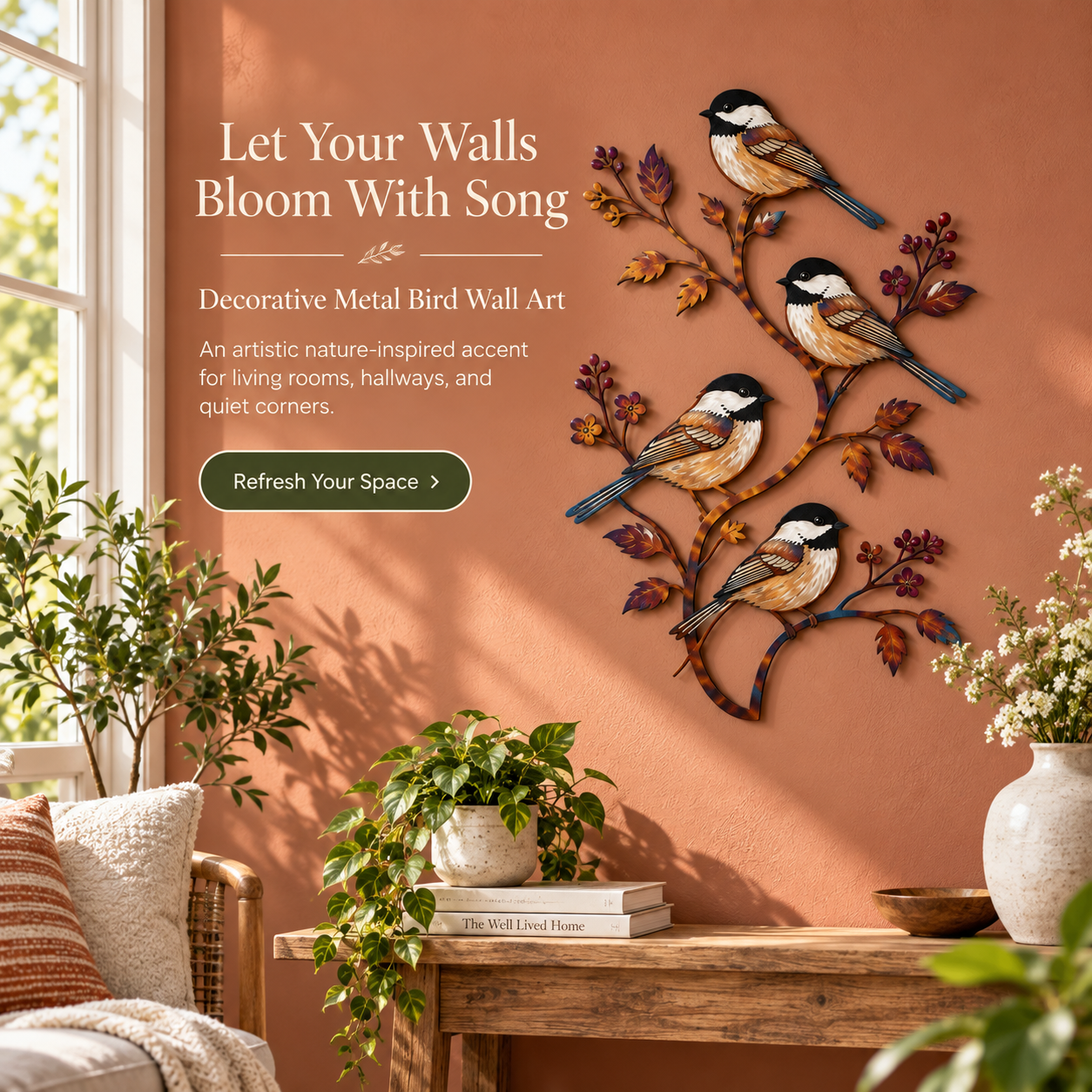 Cardinal/Chickadee Metal Wall Decor