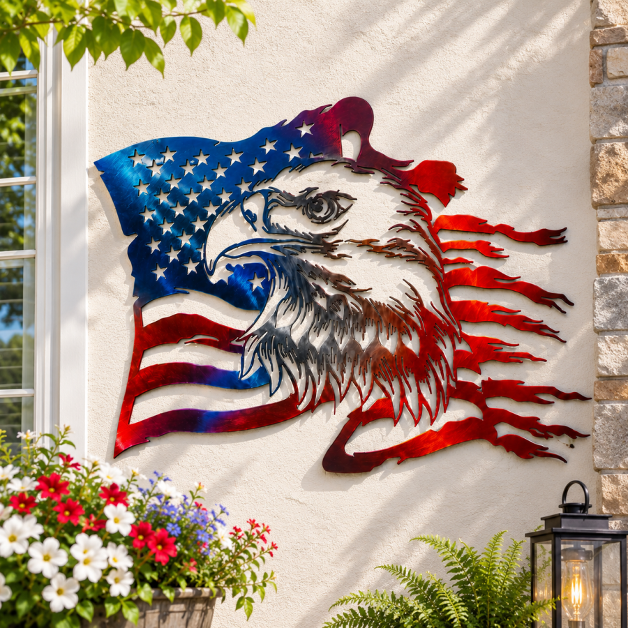 🦅Patriotic Bald Eagle American Flag Wall Decor