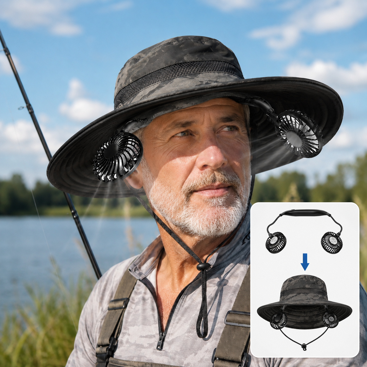 2-in-1 Cooling Sun Hat with Detachable Neck Fan