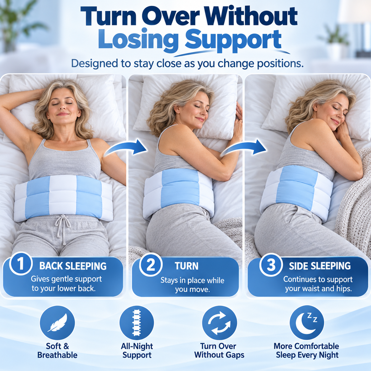 3-Zone All-Night Waist Support Pillow
