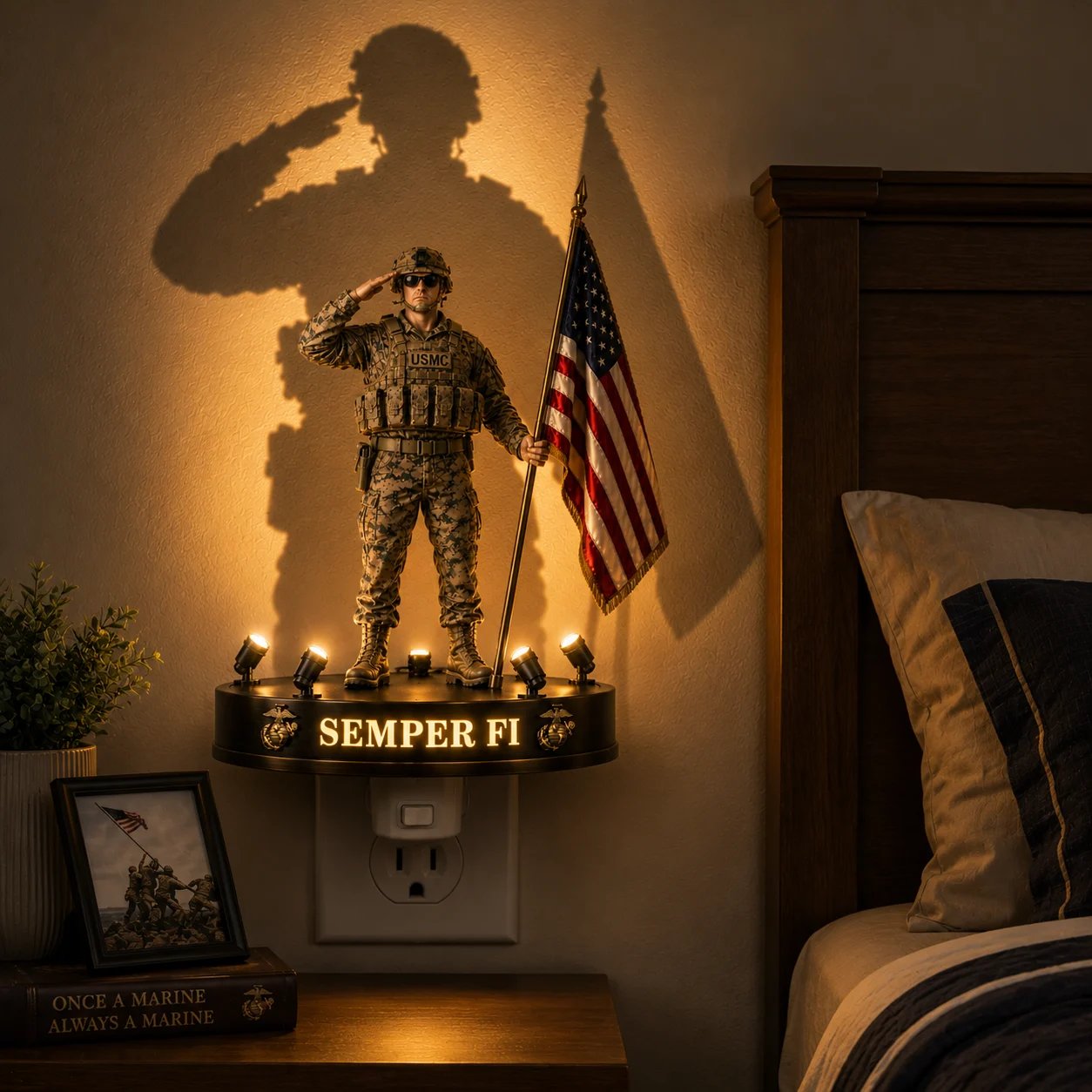 U.S. Marine Corps Semper Fi Shadow Night Light