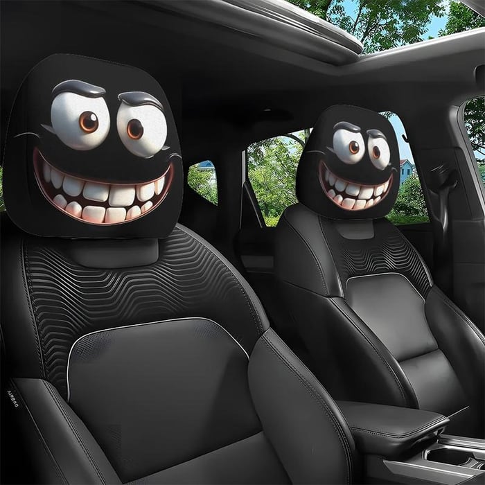 🚗Funny Cartoon Car Headrest Covers – 2PCS Universal Fit