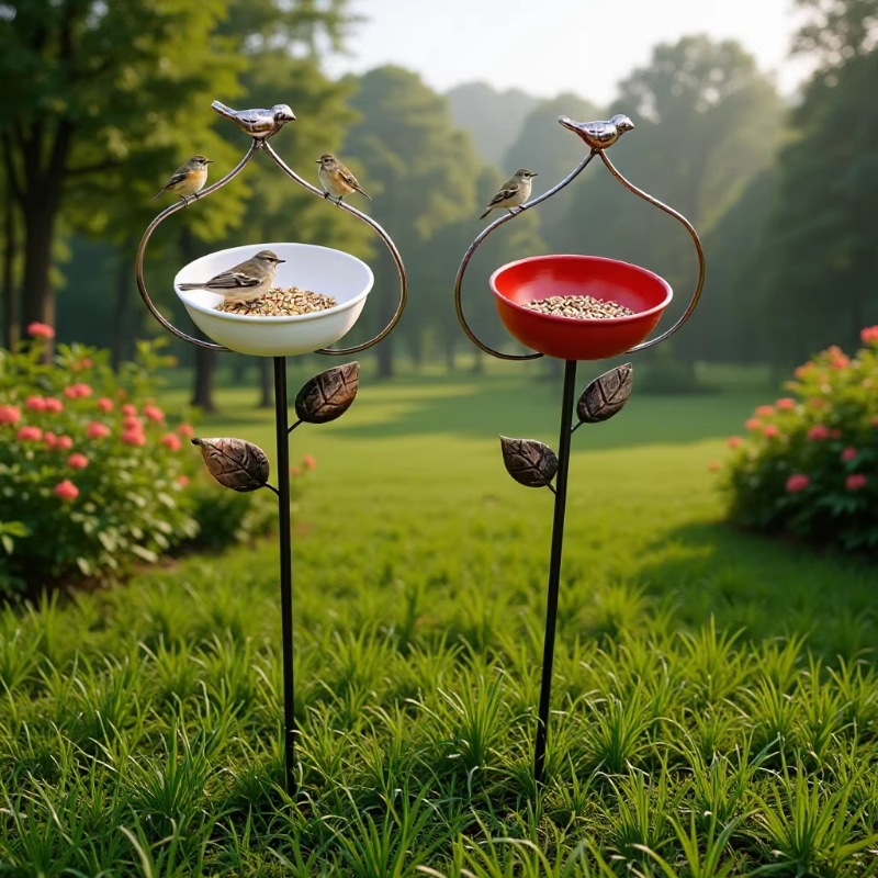 Outdoor Heavy-Duty Metal Bird Feeder & Bird Bath