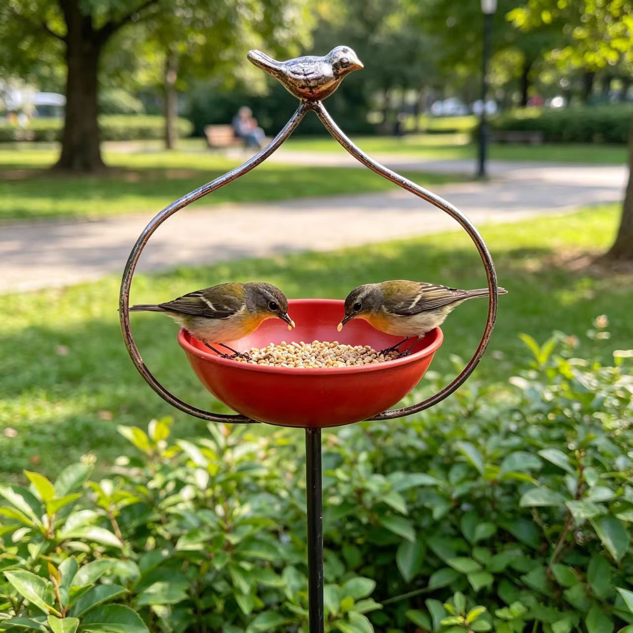 Outdoor Heavy-Duty Metal Bird Feeder & Bird Bath